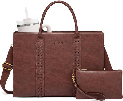 Chic Vintage Leather Waterproof Laptop Bag for Women - 17'' Briefcase