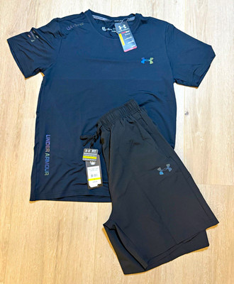 Under Armour HeatGear Herren Sport-Shorts Regular Fit schwarz L Kordelzug Logo