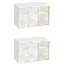 2PCS Small Drawer Organizer for Desk, Desktop Drawer Organizer with 9 Clear D...