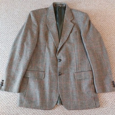 St Michael Reine Schurwolle Blazer Herren 40 L Beige Hahnentritt Marks Spencer Gebraucht