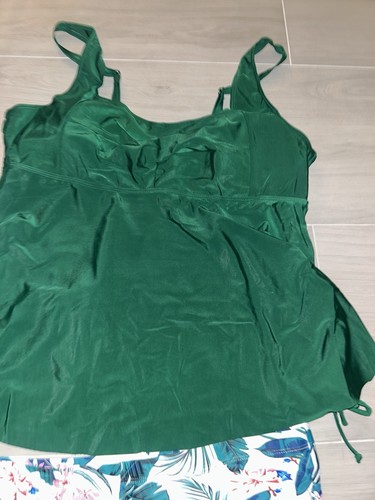 Damen Übergröße Tankini Badeanzug Zweiteiler fließend mit Shorts grün Größe 4XL - Bild 3 von 8