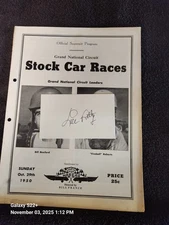 Lee Petty (10/29/1950) Orange Speedway North Carolina Lee's 2nd Win SIGNED Card 