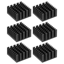 6 Pcs Heatsink 20x20x10mm Aluminum Heat Sink with Thermal Blue Sticker Black