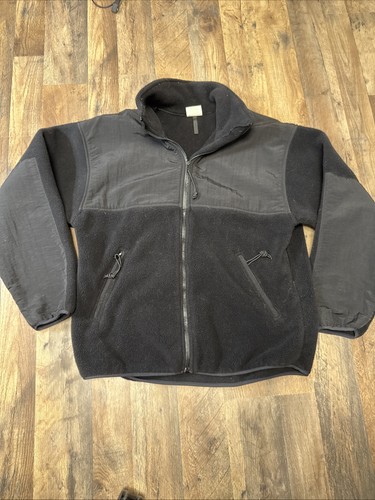 Military Cold Weather Fleece Jacket Mens Med Black Polartec Solid Y2K Tactical - Picture 2 of 8