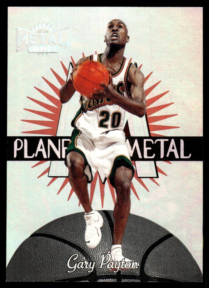 1997-98 Skybox Metal Universe Planet Metal Gary Payton Seattle SuperSonics #15