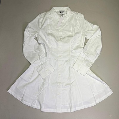STEVE MADDEN Fit & Flare Shirt Dress Long Sleeve Button Cuff Women's Sz L Cloud