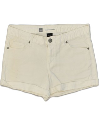 Mossimo Damen Denim Hotpants US 8 Medium W36 cremeweiß Baumwolle AB07