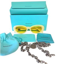 Tiffany Sunglasses Gloss Pearl Yellow Silver Chain TF 4221 8412/85 with Case