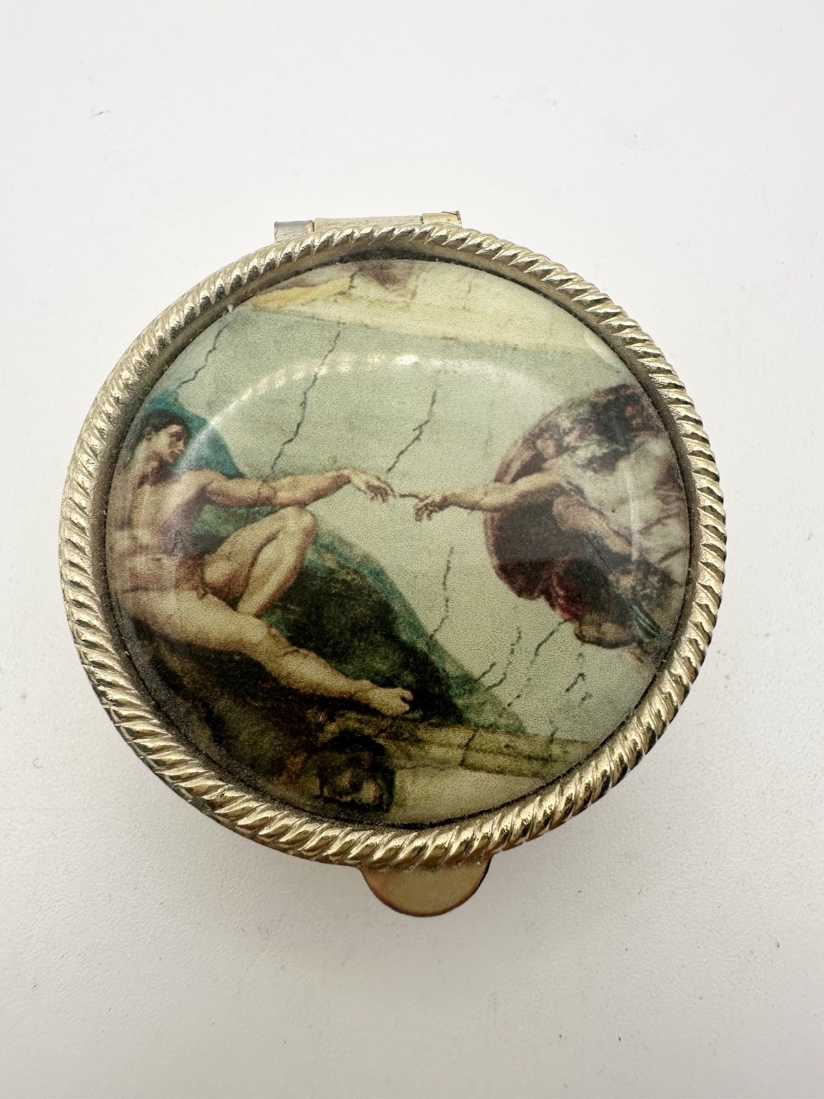 Vintage Creation Of Adam Pill Box Gold Tone