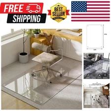 47"x32" Tempered Glass Chair Mat Heavy-Duty Floor Protector for Carpet & Hard...