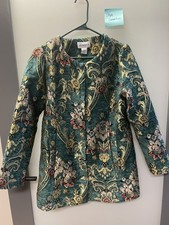NWT Peck  Peck Green Jacquard Button Front Jacket Size S