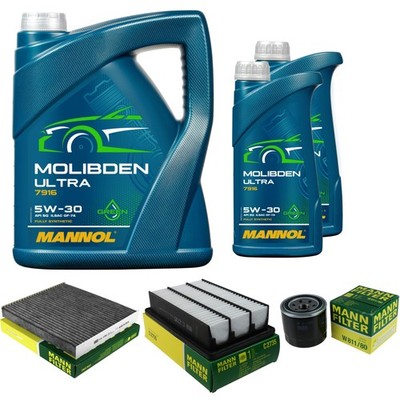 MANN Inspektionspaket 7L MANNOL Molibden Ultra 5W-30 für Hyundai Santa Fé II