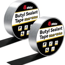 - 2 Pack Butyl Sealant Tape 2" X 90' - Double Sided - Black Vapor Barrier But...