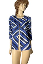 NWT 299 MISOOK GEOMETRIC PRINT ACRYLIC KNIT 3/4 SLEEVES BLAZER SIZE XL
