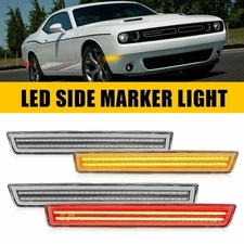 4X Amber Red LED Side Marker Lights Front Rear Set for 15-22 Dodge Challenger P