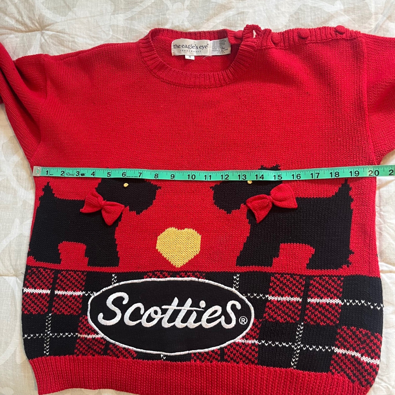 The Eagles Eye Red Scottie Dogs Plaid Sweater Knit Women's Size S