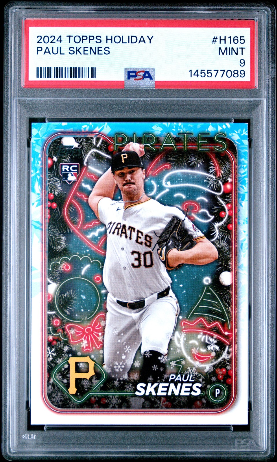 2024 TOPPS HOLIDAY #H165 PAUL SKENES ROOKIE RC PSA 9 view 1