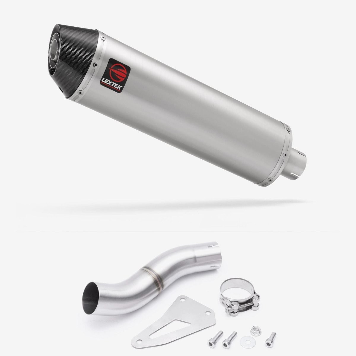 Lextek Stainless Steel RP1 Brushed 400mm Exhaust with Low Level Link Pipe Chrome