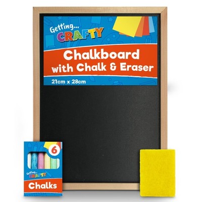 SOL Kreidetafel mit Kreide & Radiergummi Set, 21 x 28 cm 21 x 28 cm, weiß, schwarz 