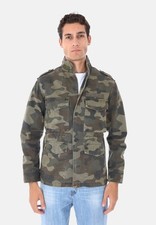 Giubbotto Uomo Sahariana Invernale Multitasche Giacca Denim Mimetica Verde Coton