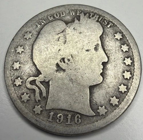 1916- D Barber Quarter R72