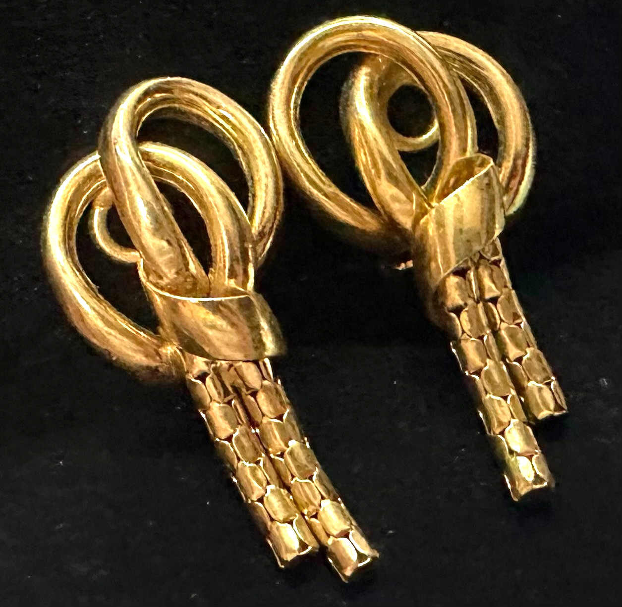 Vtg Costume Abstract Dangle Gold Tone Clip-on Earrings Jewelry Lot L