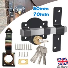 Gate Lock with Handle Garden 50/70mm Long Throw Lock Door Gate with 5 Keys Set