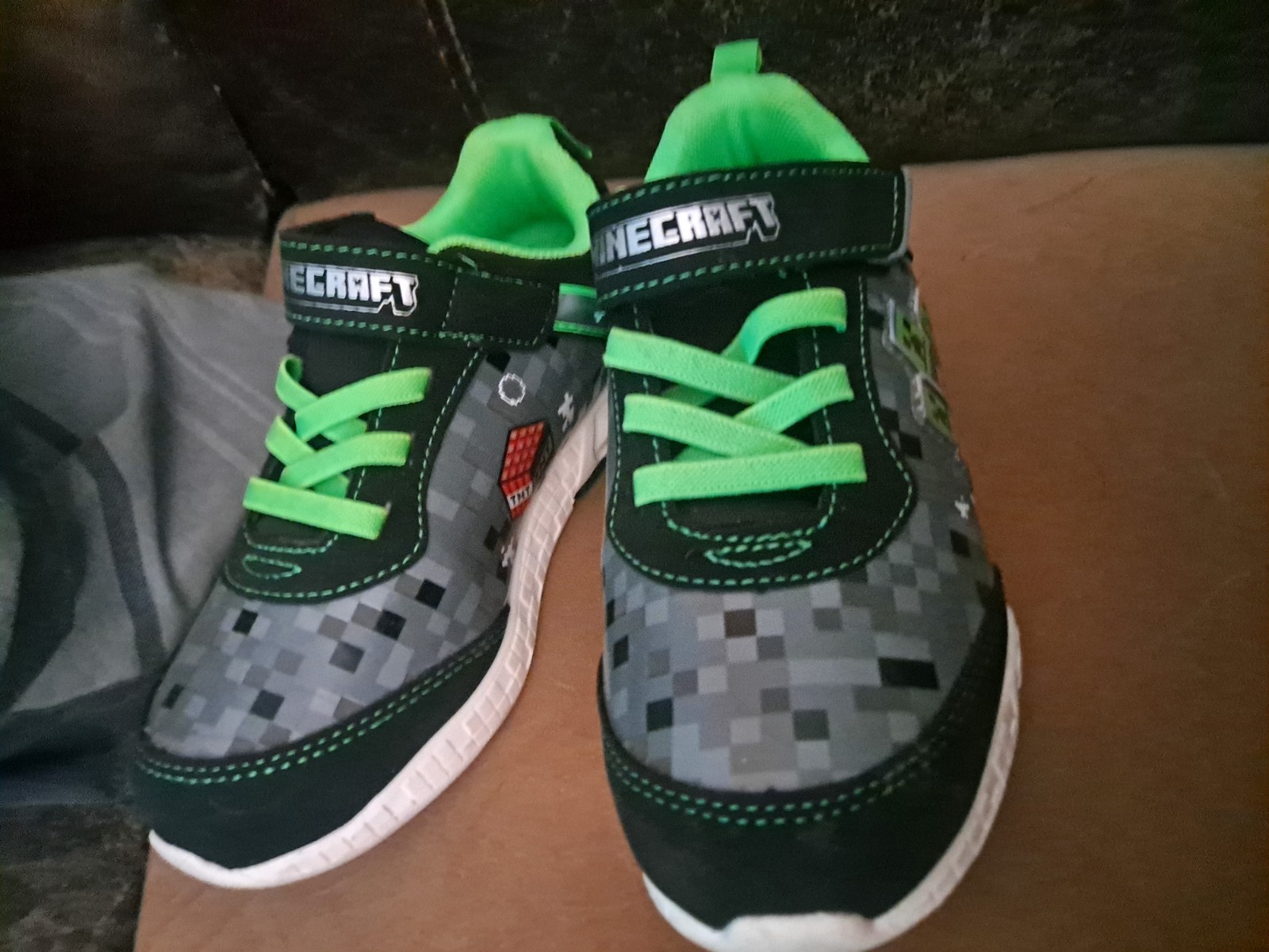 Creeper Steve Pixel Lace Up Black Green Sz 13