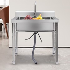 Utility Kitchen Sink Standing Stainless Steel Commercial Restaurant Laundry Sink
