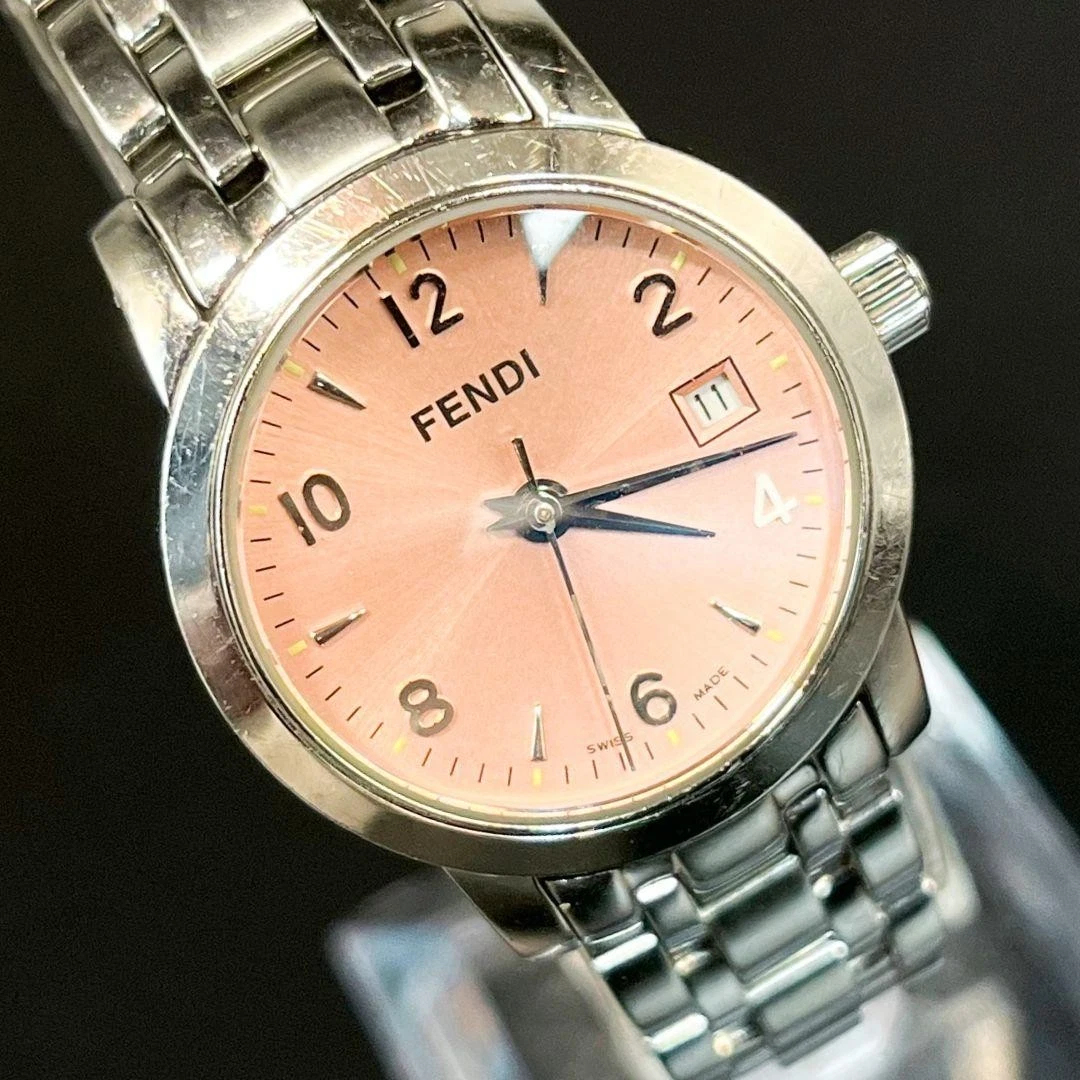 Fendi Ladies Watch Pink Dial 2100L Working Swiss-made Date Display