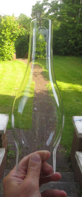 Original ÖLLAMPE DER MARKE GRIFFIN Schornstein oval Ausbuchtung Glasform 65 mm Monteurrand