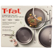 T-fal HybridMesh Tri-Ply Stainless Steel Fry Pan Set, 5 Piece (8", 11", 12.5")