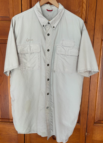 VF Solutions BOY SCOUTS Mens XL Shirt Beige Short Sleeve Vented Button Up BSA