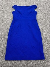Rickie Freeman Teri Jon Dress Women 10 Royal Blue Wool Midi Sheath Cocktail Glam