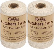 Vivifying Butchers Twine, 2Pcs X 656 Feet Food Safe Cotton Bakers Twine String f