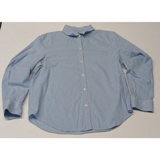 Chaps No Iron Large Blue White Plaid Dress Casual Comfort Shirt