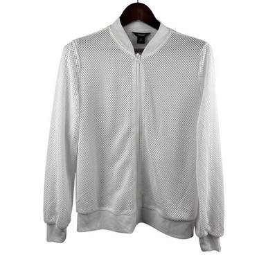 Women s Simply Vera Vera Wang Medium White Mesh Bomber Jacket