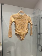 Art Class Girls One-Piece Long Sleeve Swimsuit Yellow/White Floral M 8 