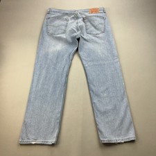 Levis 505 Mens Jeans 36x30 Blue Denim Regular Fit Straight Leg Light Stone Wash
