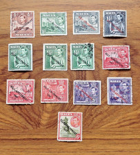 Malta 1947 KGVI Self‑Government Overprint Set Used Stamps . Free UK Postage