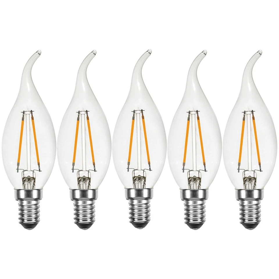 10x LED Filament Kerze Windstoß 2W = 25W klar E14 220lm Glühbirne warmweiß 2700K - Bild 2 von 4