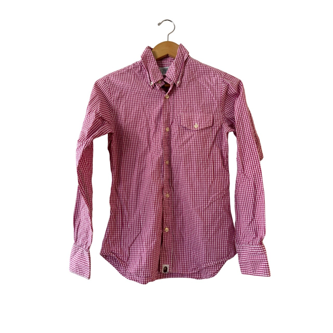 A BATHING APE (BAPE) Camicia donna BAPE A Bathing Ape con bottoni S rossa a quadri Gingham manica lunga