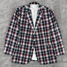 Brooks Brothers Madison Madras Blazer Men s 46R Plaid 346 Dual Vent Academia