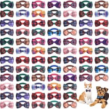 Wesiti 80 Pcs Dog Bow Ties for Small Dogs Assorted Pattern Pet Bowtie Collar ...