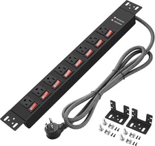 8-Outlet Rack Mount PDU – Individual Switches, 14AWG Cord, 15A/125V, 10ft