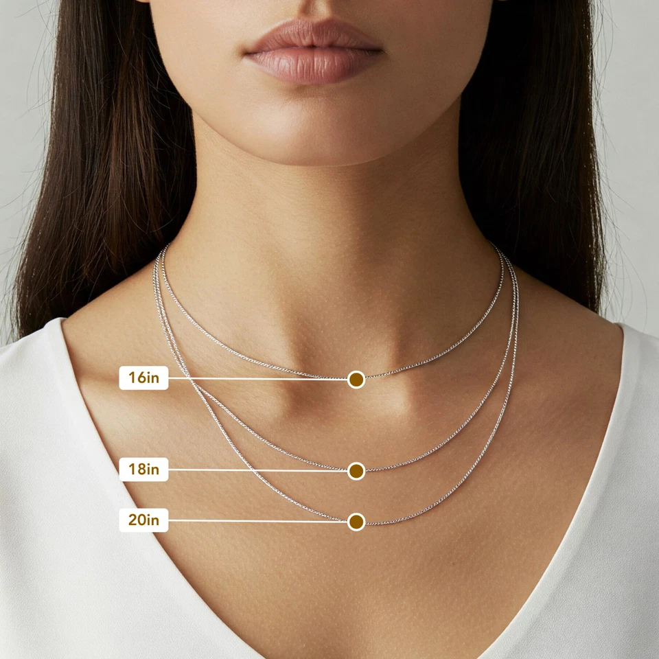 Collar de cadena de cable delicado fino de 0,9 mm de oro blanco macizo real de 14K de 17" Foto 3 de 4