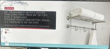   Hospitality Extensions 24 in. Train Rack Shelf with 3 Hooks Bath Hardware Acc