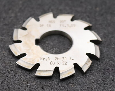DOLD Zahnformfräser gear profile cutter DP 18 No. 4  Z= 26-34 EGW 20°Ø60x22mm