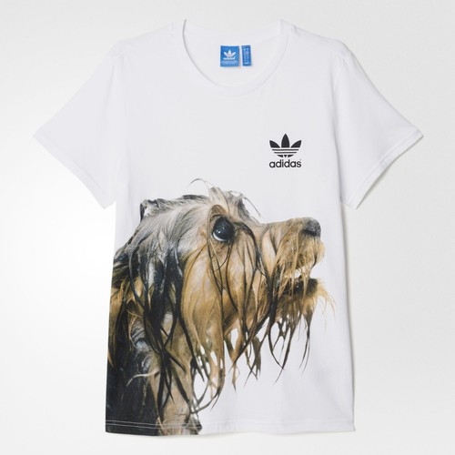 adidas Originals Rita Ora AJ7285 Doggie Print White Tee Size UK8,US XS-S New 481 - Picture 2 of 11