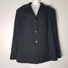 Austin Reed Womens 18W Black Wool 3-Button Padded Shoulders Pocket Blazer Jacket